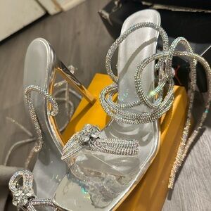 Elegant Silver Strappy Heels